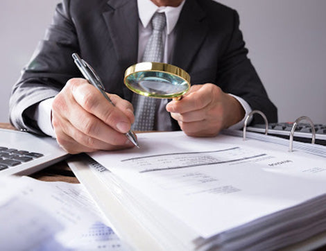 A business professional reviews documents for RTO registration renewal, ensuring vet compliance.